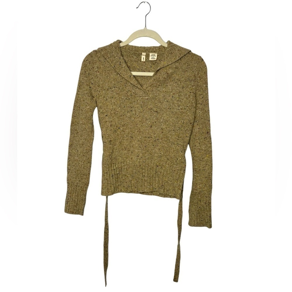 Anthropologie Month Tan Wool Blend Tie Sweater Size Small